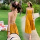 2020 vàng mùa hè váy nữ Thái Sanya khu nghỉ mát bên bờ biển bãi biển váy bohemian váy khí siêu bất tử
