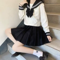 Японская оригинальная студенческая юбка в складку, базовые нарукавники, комплект, длинный рукав