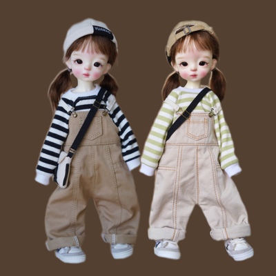 taobao agent Doll, clothing with accessories, overall, trousers, scale 1:6