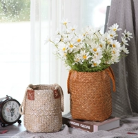 Скандинавская соломенная портативная плетеная брендовая корзина, цветочный горшок для гостиной, украшение
