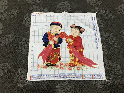 Чистое кросс -шит Ручной изделия готовили золотой мальчик Джейд Девушка свадебное свадебное празднование пара маленькая новая гостиная детская бесплатная доставка