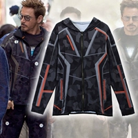 Avengers 3 Tony với các áo len đôi liên kết 3 Marvel Downey Iron Man quần áo trùm đầu cardigan coat hoodie trơn