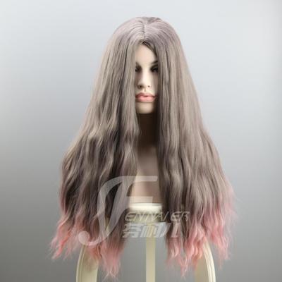 taobao agent Fuchsia tonic, wavy wig, gradient, corn kernels, curls, cosplay