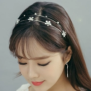 Hàn Quốc nhập khẩu ngọc trai kim cương rhinestone hai hàng tóc mỏng hoop headband hoa vương miện phụ kiện tóc kẹp tóc nữ - Phụ kiện tóc