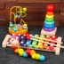 khối xây dựng bé mầm non lực lượng giáo dục của trẻ sơ sinh và đồ chơi trẻ em trên khắp các chuỗi hạt 3 bé trai và bé gái 1-2 năm và một bộ não nửa giác ngộ Đồ chơi bằng gỗ