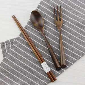 日式和风袋木筷子勺子套装