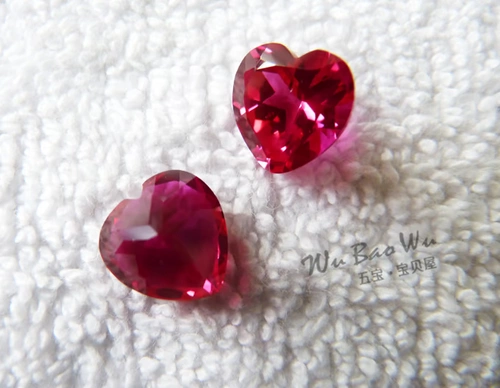 Рубиновый аксессуар в форме сердца, синтезированный драгоценный камень для кольца, прямые продажи с завода