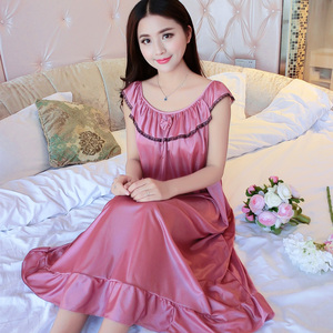 Siêu lớn kích thước nightdress nữ mùa hè 300 pound phụ nữ mang thai cộng với phân bón để tăng 230 lỏng kích thước lớn mang thai băng lụa dài đồ ngủ