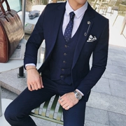 Bộ đồ vest nam Slim ba mảnh đơn áo khoác tây tây chuyên nghiệp ăn mặc giản dị phiên bản Hàn Quốc của bộ đồ nhỏ - Suit phù hợp