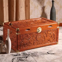 Dragon và Phoenix long não hộp gỗ hình chữ nhật với khóa đầy đủ gỗ sồi cổ điển hộp gỗ gụ hộp màu đỏ hộp đám cưới - Cái hộp hộp lưu trữ