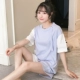 Đồ ngủ nữ Hàn Quốc mùa hè dễ thương ngắn tay hai mảnh cotton có thể mặc bên ngoài học sinh mỏng mùa hè dịch vụ nhà dứa - Cặp đôi