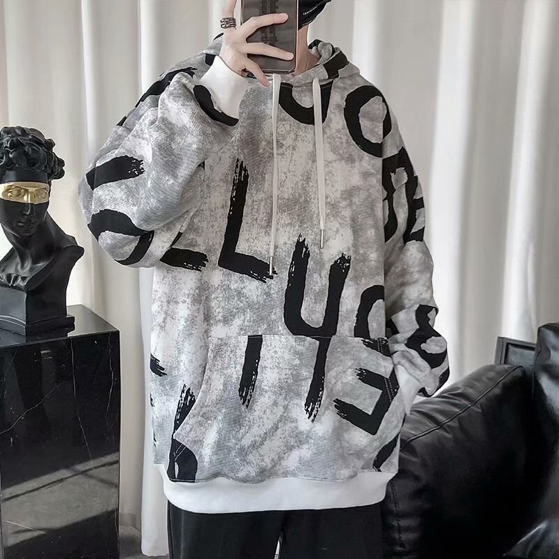 Hip hop hooded Pullover Sweater for men in spring and autumn 2020