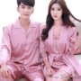 Hàn quốc phiên bản của cặp vợ chồng đồ ngủ của phụ nữ dài tay lụa mùa xuân và mùa thu của nam giới đất băng lụa áo ngủ nightdress hai mảnh phù hợp với dịch vụ nhà do bo