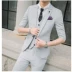 Hàn Quốc đơn ngực mỏng cổ áo tay áo bảy điểm phù hợp với nam phù hợp với nam Retro Dark Stripe Light Blue Blue Tay áo phù hợp với thủy triều - Suit phù hợp Suit phù hợp