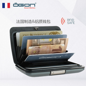 OGON Pháp Châu Âu thư mục nhôm ví người đàn ông thẻ gói thẻ không thấm nước chống-RFID nhập khẩu quà tặng doanh nghiệp ví kim loại ví juno