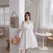 Váy nữ 2018 mùa hè mới của phụ nữ Hàn Quốc phiên bản của hoa ba chiều khâu váy váy khí màu rắn Một từ váy thủy triều