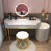 ZF round gray white 120cm table+round cabinet+LED mirror golden bird nest stool