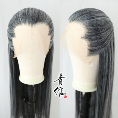 taobao agent Costume men's head sleeve film and television grandfather former lace hand hook beauty pointed flower white performance COS whole wig