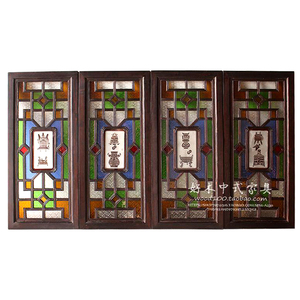 Mãn Châu cửa sổ Manzhou thủy tinh bằng kính men biển khắc nổi nghệ thuật màu glass màn hình Mãn Châu cửa sổ có thể được tùy chỉnh