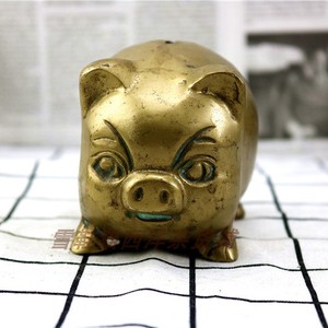 Đồng nguyên chất mỡ lợn hình con heo đất thứ hai tay phương Tây bộ sưu tập hàng cũ đồng cũ hàng hóa nước ngoài 	tượng đồng trang trí oto