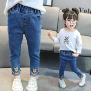 Quần jeans nữ mùa thu 2019 mới 1-3 nữ bé tự canh ngoại khí hoang dã chân trẻ em quần nữ thủy triều 5 - Quần jean
