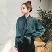 Áo sơ mi Chic thu đông 2018 phiên bản Hàn Quốc mới của áo sơ mi nữ mỏng tay dài xã hội Hồng Kông kiểu áo POLO nữ thủy triều