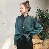 Áo sơ mi Chic thu đông 2018 phiên bản Hàn Quốc mới của áo sơ mi nữ mỏng tay dài xã hội Hồng Kông kiểu áo POLO nữ thủy triều các kiểu áo sơ mi nữ dài tay
