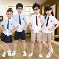 Quần áo trẻ em cotton phù hợp với quần áo mẫu giáo mùa hè Phiên bản Hàn Quốc của đồng phục học sinh tiểu học mùa hè Trang phục gió Anh - Đồng phục trường học / tùy chỉnh thực hiện đồng phục trường học