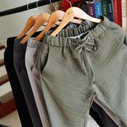Quần nam cotton và linen quần âu nam Hàn Quốc phiên bản của mỏng mỏng phần linen chín quần băng lụa chân quần siêu mỏng mùa hè