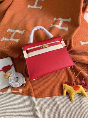 Notes On Red [Handmade 25Cm] Gold And Silver Clasp2021 Star of the same style H home Kelly bag epsom skin Palmar pattern One shoulder Messenger portable leisure time genuine leather Female bag