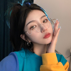 Оправа для очков 无片眼镜框2022新款欧美ins网红风波浪凹造型潮个性走秀装饰镜架