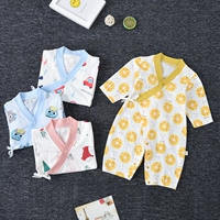 Летнее тонкое детское хлопковое боди, пижама, комбинезон для новорожденных