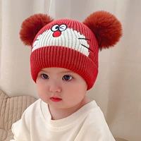 Детская мультяшная милая шерстяная вязаная шапка с капюшоном, коллекция 2021, 1-3 лет