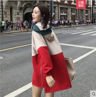 Phụ nữ mang thai mùa thu mẫu thời trang 2018 phiên bản Hàn Quốc mới của bộ đồ hai dây rời cộng với áo len nhung cho mẹ áo khoác mùa đông áo váy cho bà bầu