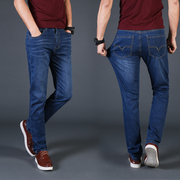2018 mùa xuân và mùa hè phần mỏng đàn hồi cao kích thước lớn jeans của nam giới kinh doanh ống thẳng cộng với phân bón để tăng cao eo quần chất béo