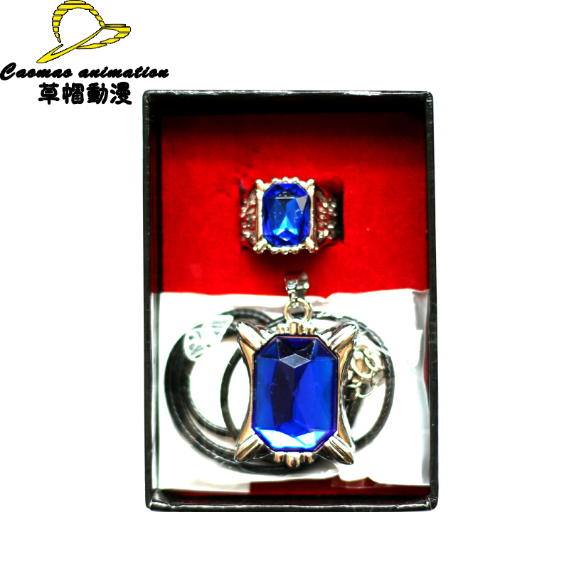 Sapphire Necklace + Sapphire Ringcomic Black deacon Punk Bracelet The shire sapphire Ring Cos Ring ma'am Ear Studs Right ring Necklace Bracelet