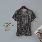 Mùa hè phần mỏng đan t-shirt nữ bat ngắn tay đầu loose lỏng mỏng hoang dã V-Cổ sinh viên áo sơ mi đáy áo