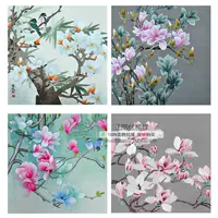 Su thêu thêu DIY người mới bắt đầu kit hoa và chim magnolia với mũi khâu để gửi thêu stitch hướng dẫn tranh thêu phong thủy