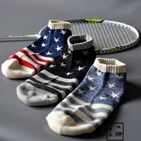 Vớ Thiên Chúa sản xuất Stars and Stripes cờ triều nam vớ thể thao cotton dày khăn đáy thuyền socks sọc terry bóng rổ ngắn vớ tất