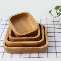 Gỗ rắn gỗ nhà hàng trà trái cây đơn giản sushi kẹo nhỏ món ăn cá tính trà gỗ sâu vuông tấm gỗ - Tấm đĩa gỗ phong thủy