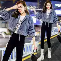 Джинсовый осенний бюстгальтер-топ, куртка для отдыха, популярно в интернете, коллекция 2021, оверсайз, в корейском стиле, подходит для подростков