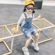Quần áo trẻ em cao cấp hoàn toàn mới cho bé gái denim bib mùa hè nữ bé Quần short denim Hàn Quốc cho trẻ em nghỉ ngơi - Khác