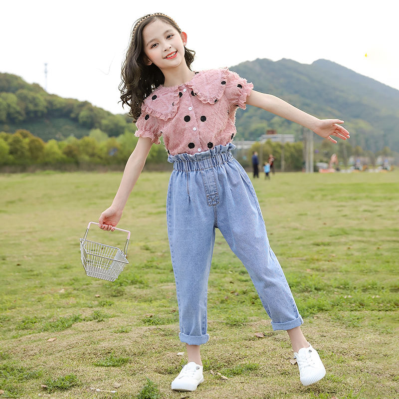 女童套装夏装洋气2022新款中童大童时髦12女孩儿童夏季网红两件套