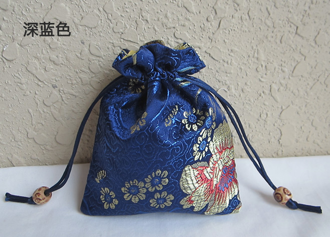 Navy BlueHappy candy bag Jewellery Jewelry bag Beads Hand string Bracelet packing bag Brocade bag Blessing bag Storage bag Brocade bag customized