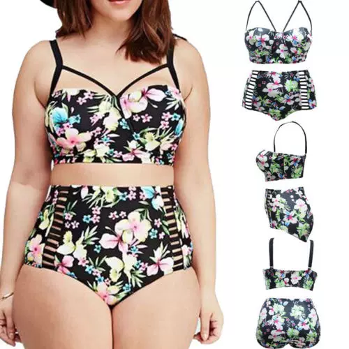 [Push Up Padded Plus Size Foral Bikini Set swimsuit Bathing]