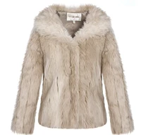 Áo len nữ mùa đông sọc mới dày C1BB34715 - Faux Fur áo kaki lót lông