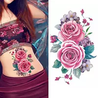 Gốc rose flower kéo dài cơ thể chống thấm nước painted photo studio ảnh bìa sẹo bụng đùi nhãn dán hình xăm nữ hình xăm dán full lưng