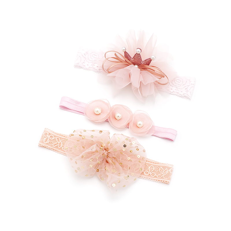 Princess Fan Pink Crown (3 Pack)3 strip Gift set  Korean version Baby girl lovely princess an crown Hair band children Hair accessories newborn baby hair hoop