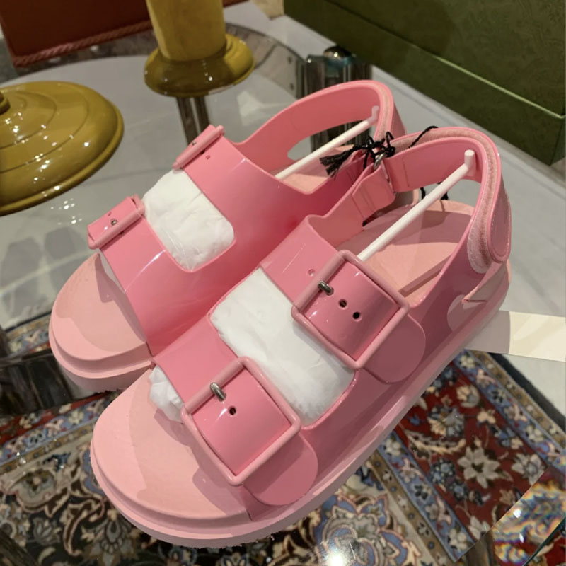 Pink2021 new pattern summer Women's Shoes Sandals Pink leisure time Minority Flat bottom Muffin Thick bottom increase Versatile Velcro