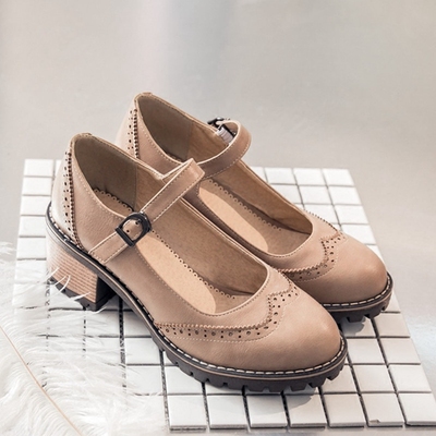 taobao agent 2023 Spring Korean Edition Academy Sweet Little Fresh, Simple Blim thick -. Single shoes Light heels, thick heels, leisure high heels